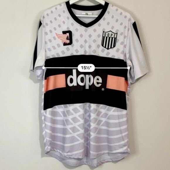 Dope Men’s Diego Jersey Soccer White Black Grey Size Medium EUC - Picture 8 of 9